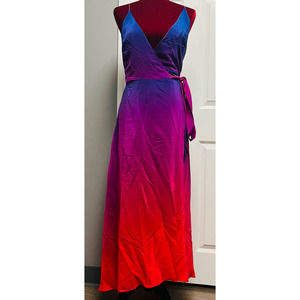 AMANDA UPRICHARD sz S red purple maxi wrap dress B42